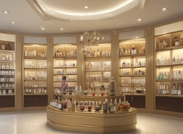 A cozy workspace with a laptop, coffee cup, and shopping packages ready to be sent.