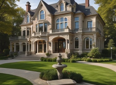 A professional gently cleaning a large luxury home's exterior window with a squeegee.