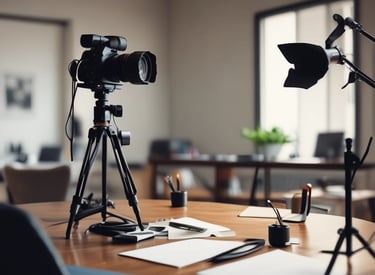 A focused frame of a presenter speaking confidently in a modern office setting.