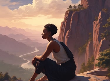 A warm, inviting illustration of a small community gathering under a large tree with green and brown tones.