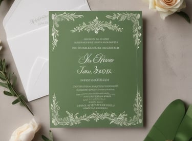 Close-up of a colorful personalized invitation with hand-drawn illustrations.