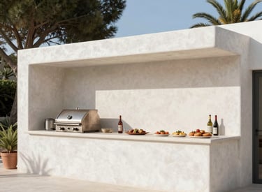 Close-up of a craftsman applying Venetian plaster with a trowel, highlighting the smooth, luxurious texture.
