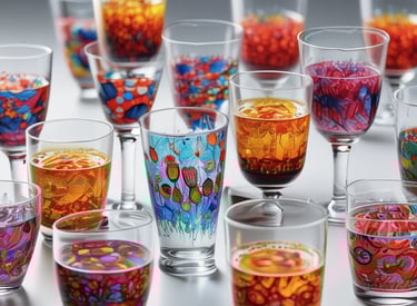 Close-up of a designer sketching a unique glassware pattern on paper.