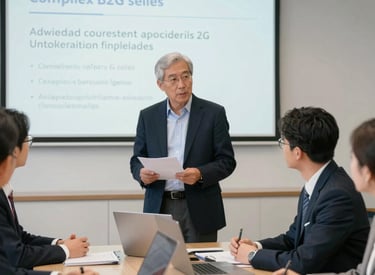 A senior advisor consulting with a government sales team complex B2G sales.