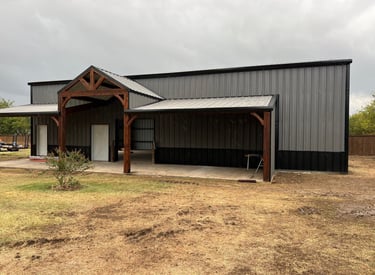 Metal Shed with Small Patio