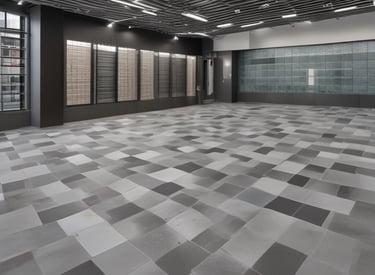 A commercial space featuring modern tile installations.