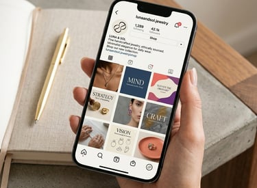 Social Media Content Design a minimalist jewelry brand's Instagram feed 