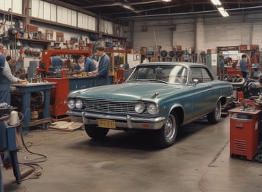 a man working on a car in a garage