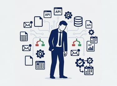 person overwhelmed with admin tasks