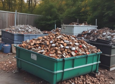 A vibrant construction site showing workers installing eco-friendly materials surrounded by greenery.