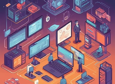 Visualization of a complex DevOps workflow with cloud infrastructure and automation tools.