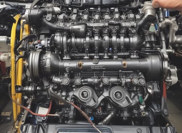A skilled mechanic inspecting a Toyota engine in a clean, professional workshop.