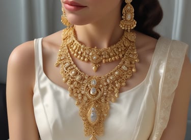 Close-up of a delicate gold necklace with a small lab-grown diamond pendant resting on a soft velvet cloth.