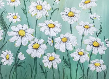 white daisies on green backgroung