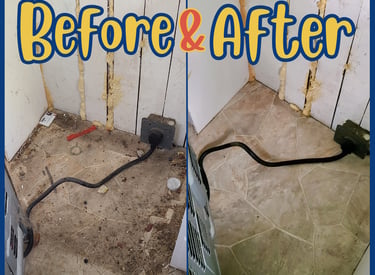 Before and after under a stove