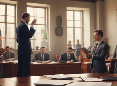 A confident legal team reviewing labor law cases together in a modern office.