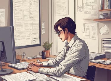 A desk setup with productivity tools and a smartphone showing quick tips