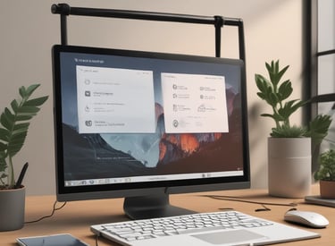 A person working on a laptop with clear tutorial steps displayed on the screen
