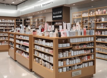 A variety of cleaning products displayed on shelves in a store.