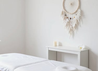 a white room with a bed and a desk
