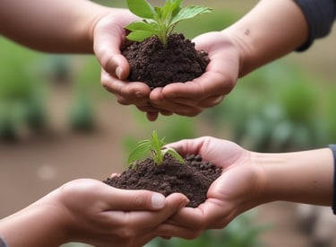 Hands joining together in a circle symbolizing teamwork.