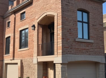 City skyline at dusk with illuminated buildings showcasing masonry work.