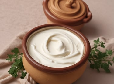 A traditional clay pot brimming with thick, homemade curd, set against a cozy kitchen setting.