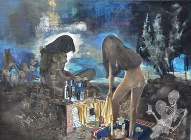 Tableau de René Hansoul "Les femmes et la mort"