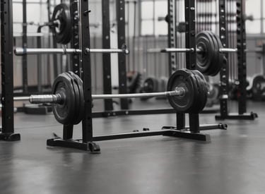 A focused coach assisting an athlete with mobility exercises in a bright, welcoming gym space.