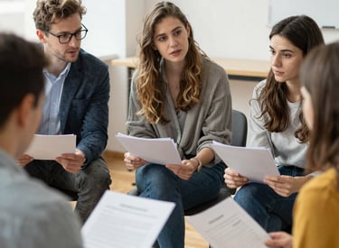 A joyful family celebrating a personalized birthday party with colorful decorations.