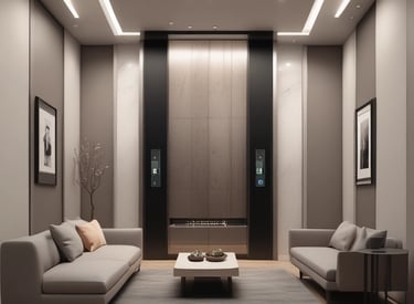 Close-up of a technician fixing elevator mechanics with tools.