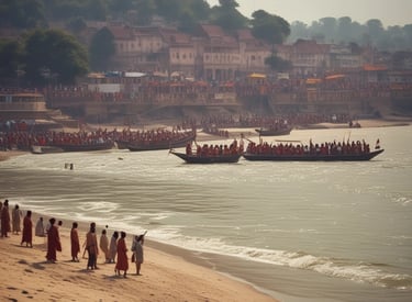A joyful group of community members dressed in traditional attire during a colorful cultural festival.