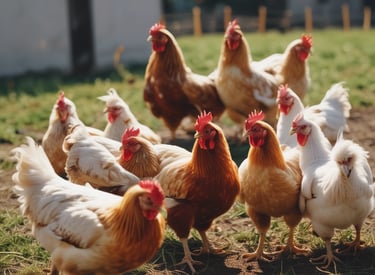 A warm, sunlit photo of Jenesis smiling gently while holding one of her farm animals amidst green pastures.