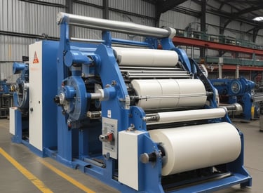 Close-up of colorful plastic films rolled neatly in a packaging workshop.