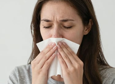 A gentle coaching session in a cozy space with purple and yellow accents, showing a person and their pet.