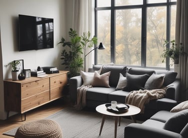 Cozy living room corner featuring soft lighting and elegant home accessories.