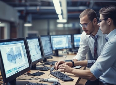 A professional consultant explaining IT solutions in a modern office setting