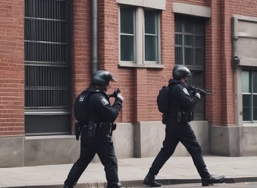 Law enforcement officers responding quickly to a verified security alert.