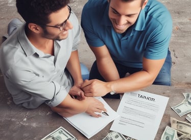 A smiling person receiving a loan approval notification on their smartphone.