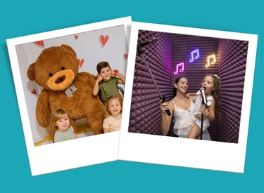 Obiteljska zabava s velikim plišanim medvjedom i karaokama u Selfie Experience Split