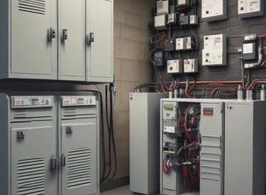 Electrician installing wiring in a residential home with safety gear.