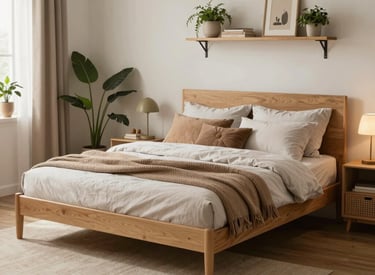 A flat lay of design magazines, fabric swatches, and a steaming cup of tea.