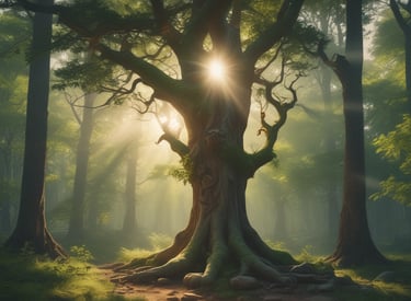 An open ancient grimoire resting on a wooden table with candlelight flickering nearby.