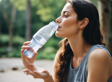 A cozy workspace with skincare products, a notebook, and a laptop showing a blog post.