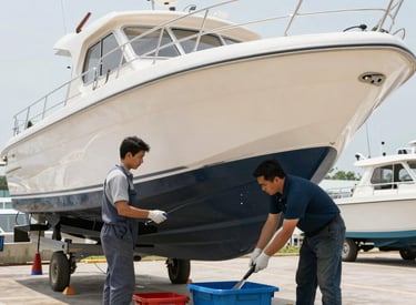 Surveyor aboard ship reviewing audit documents and equipment status.