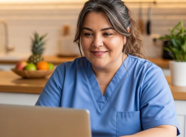 Profesional del área de salud realizando una capacitación online Tramos Pedagógicos