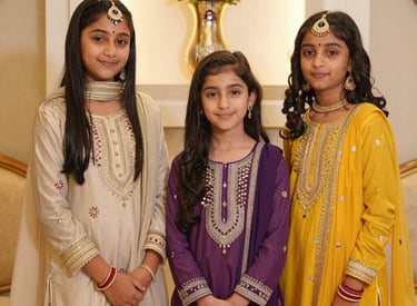 A selection of accessories including gold-accented bangles and pearl earrings arranged on a soft beige background.
