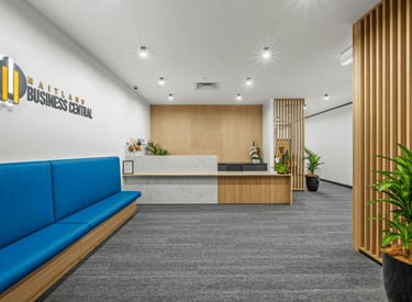 a couch in a room with a couch and a plant