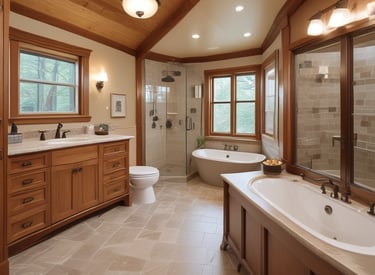 A cozy kitchen renovation featuring warm wood cabinets and modern lighting.