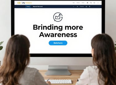 A laptop screen showing Google search ads with nonprofit messages displayed prominently.